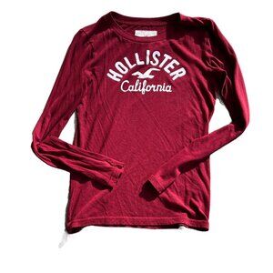 Vintage Hollister Long Sleeve Women's Graphic Tee Maroon Size Medium